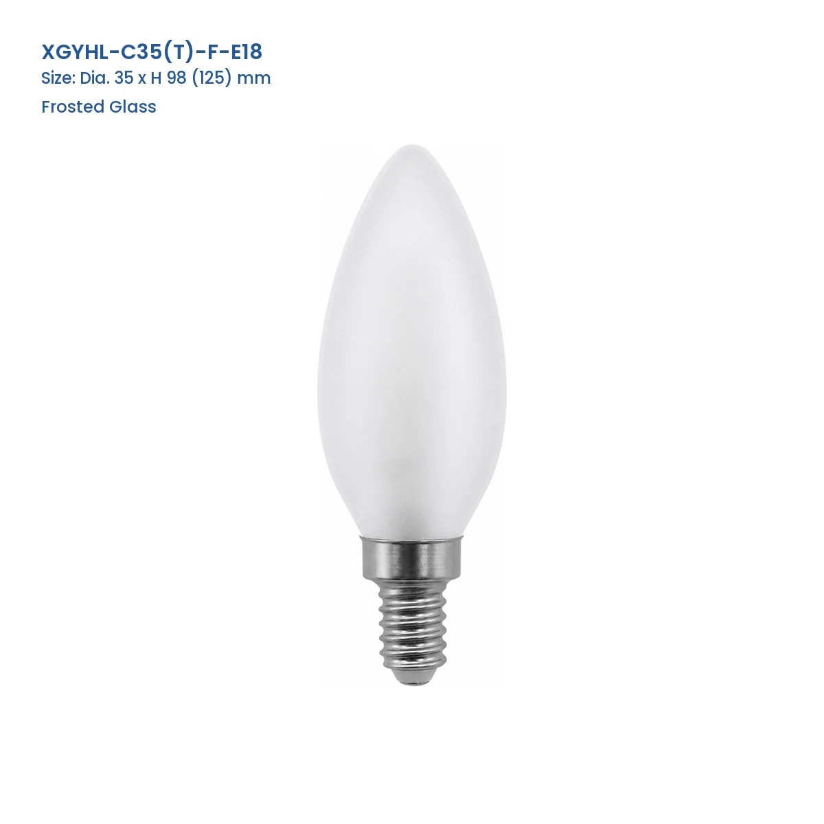XGYHL-C35(T)-F-E18 C35(T) frosted glass halogen bulb, Dia. 35 x H 98 (125) mm
