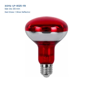 XGYIL-LP-R125-FR R125 incandescent reflector lamp, Dia. 125 mm, Red Glass + Silver Reflector
