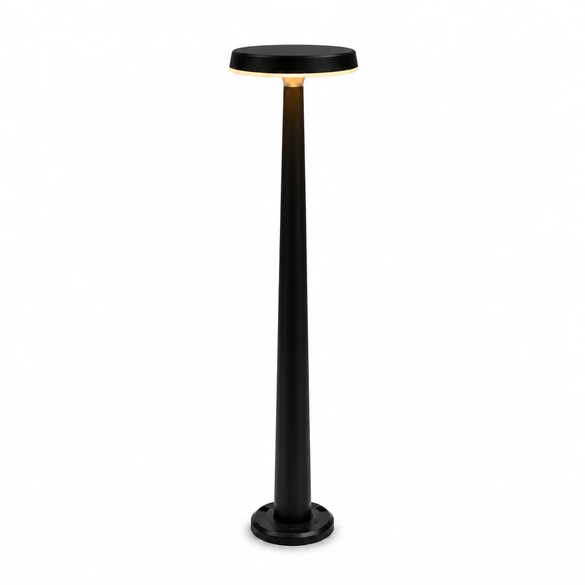 XGYSGL-MHC-E0.3 slim disc-head solar garden bollard with complete round head and mounting base