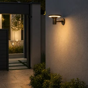 XGYSGL-YD231-E4 wall-mount solar light on an exterior garden wall