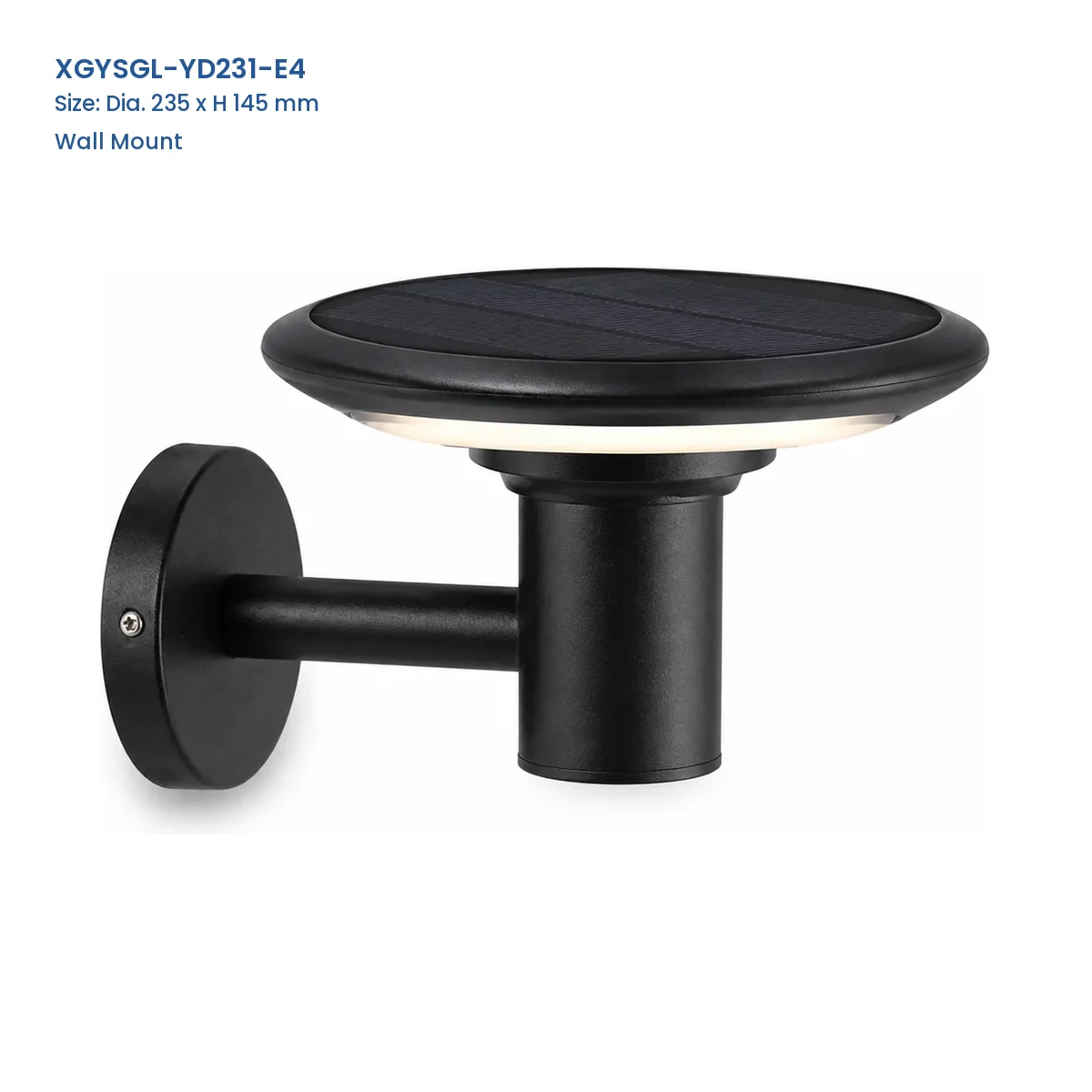 XGYSGL-YD231-E4 wall-mount solar light, 235 mm diameter and 145 mm high
