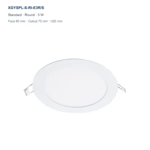 XGYSPL-S-RI-E3R/S standard round recessed LED small panel, 3 W, face 85 mm, cutout 75 mm