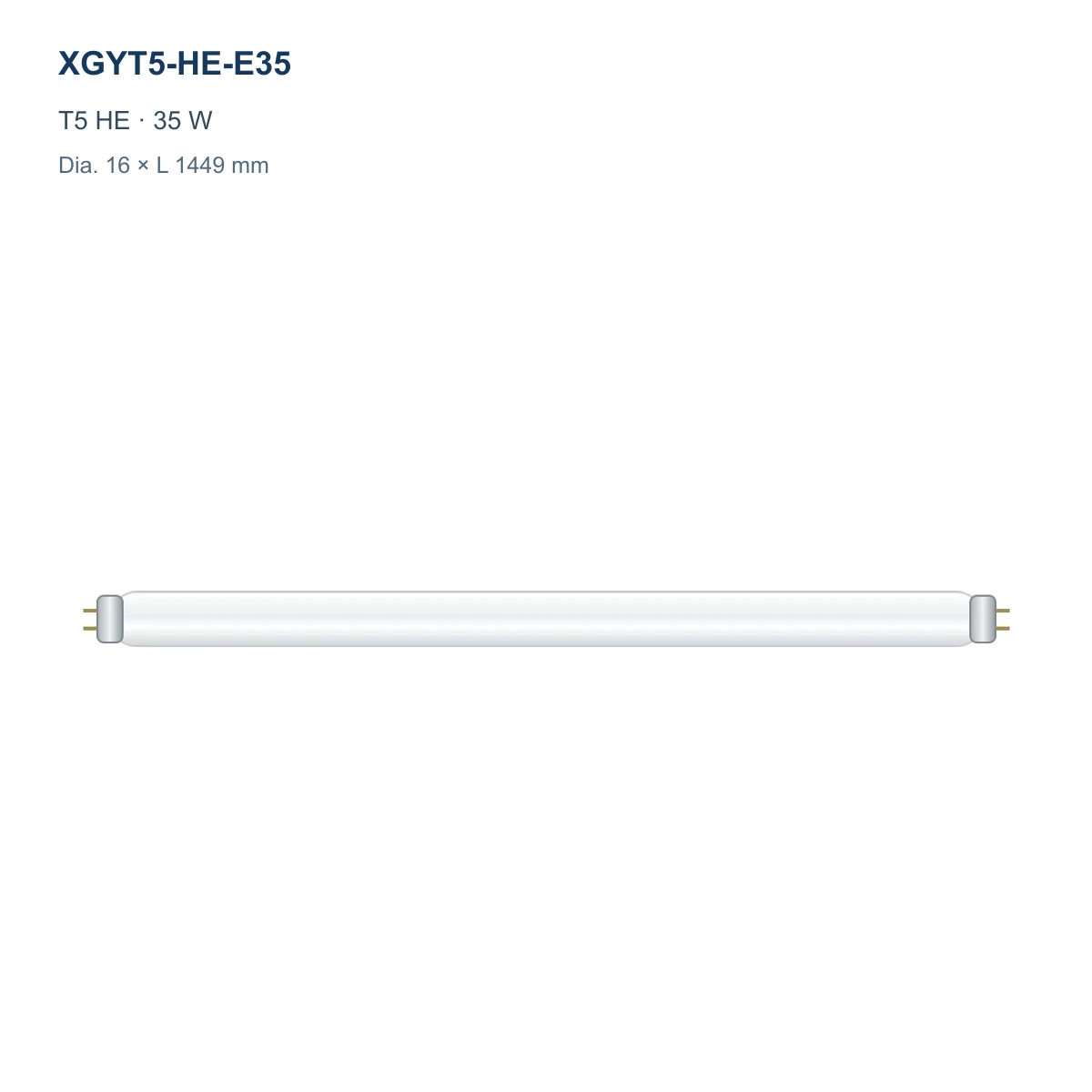 XGYT5-HE-E35 T5 HE fluorescent tube, 35 W, Dia. 16 × L 1449 mm