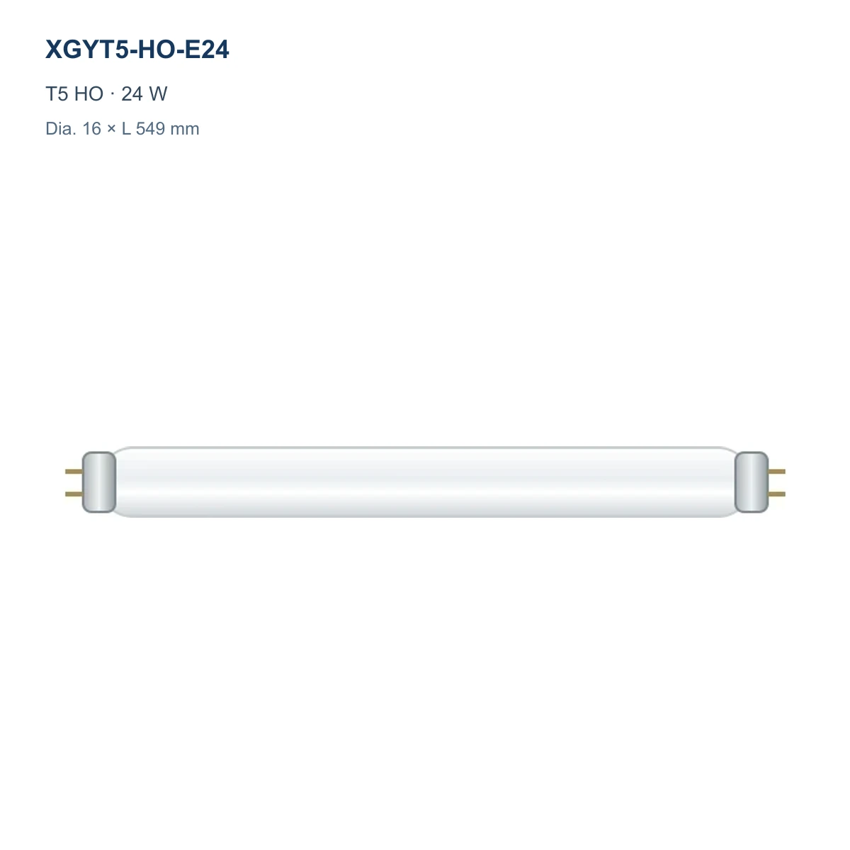 XGYT5-HO-E24 T5 HO fluorescent tube, 24 W, Dia. 16 × L 549 mm