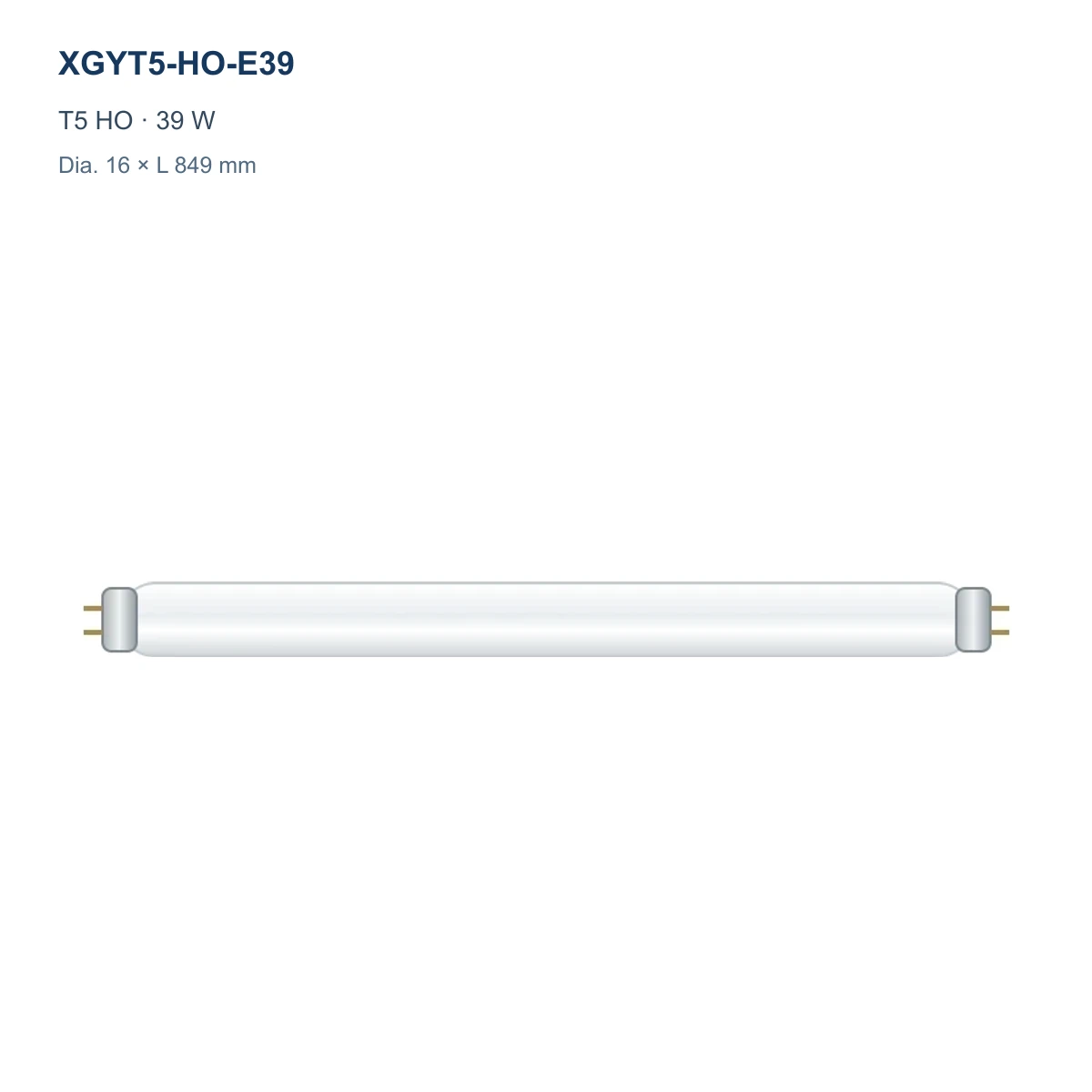 XGYT5-HO-E39 T5 HO fluorescent tube, 39 W, Dia. 16 × L 849 mm