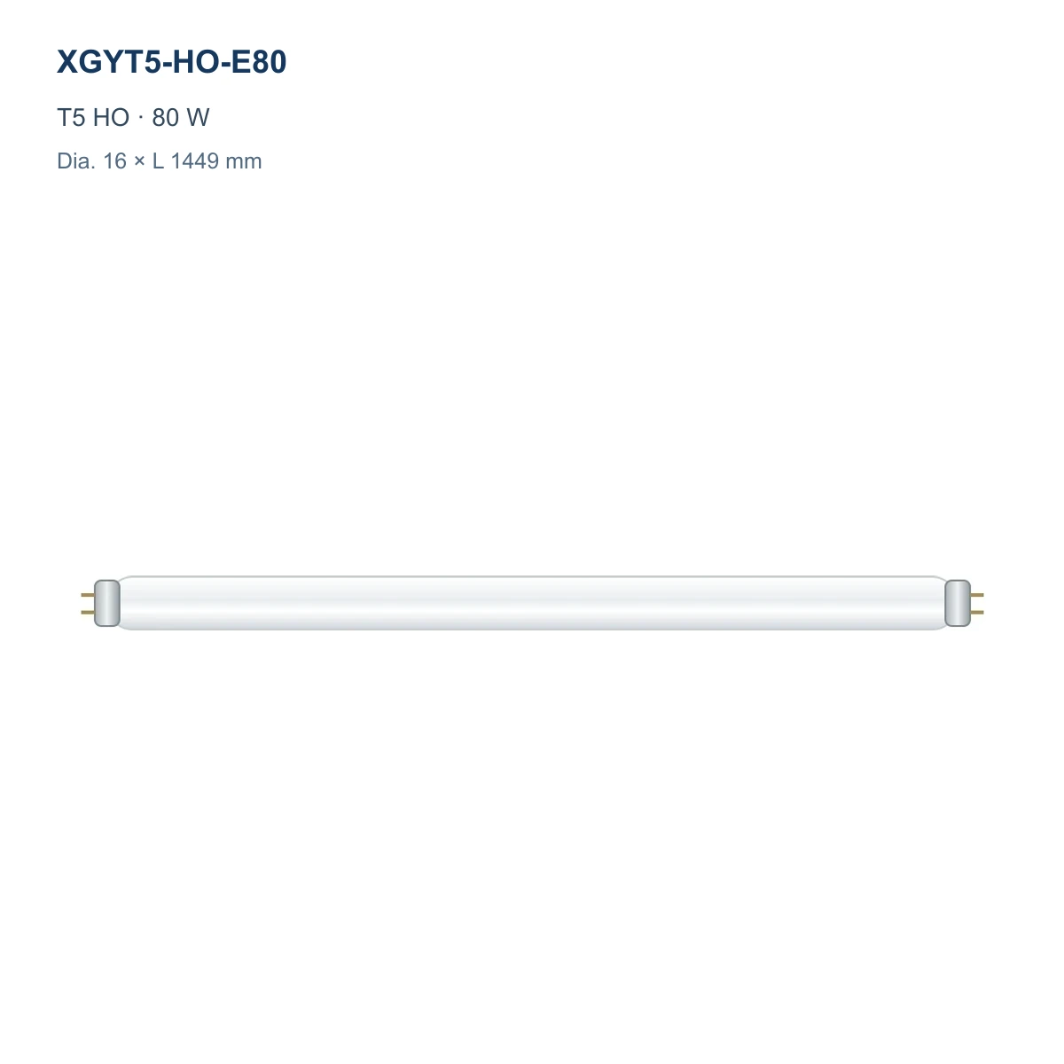 XGYT5-HO-E80 T5 HO fluorescent tube, 80 W, Dia. 16 × L 1449 mm