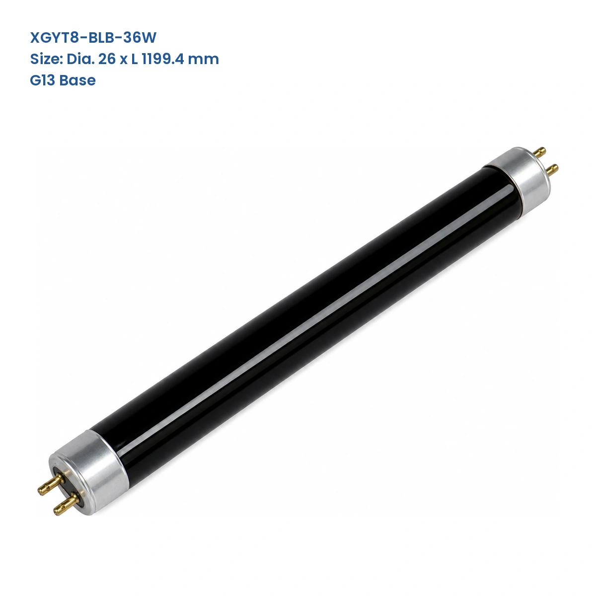 XGYT8-BLB-36W T8 UV-A BLB black-glass fluorescent lamp, 26 mm tube diameter, 1199.4 mm overall length, G13 base