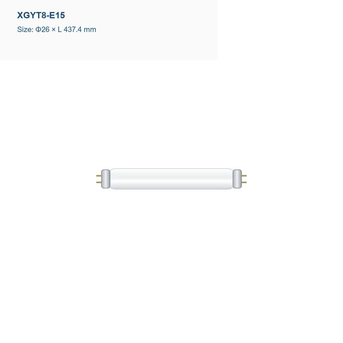 XGYT8-E15 T8 fluorescent tube, Φ26 × L 437.4 mm, 15 W
