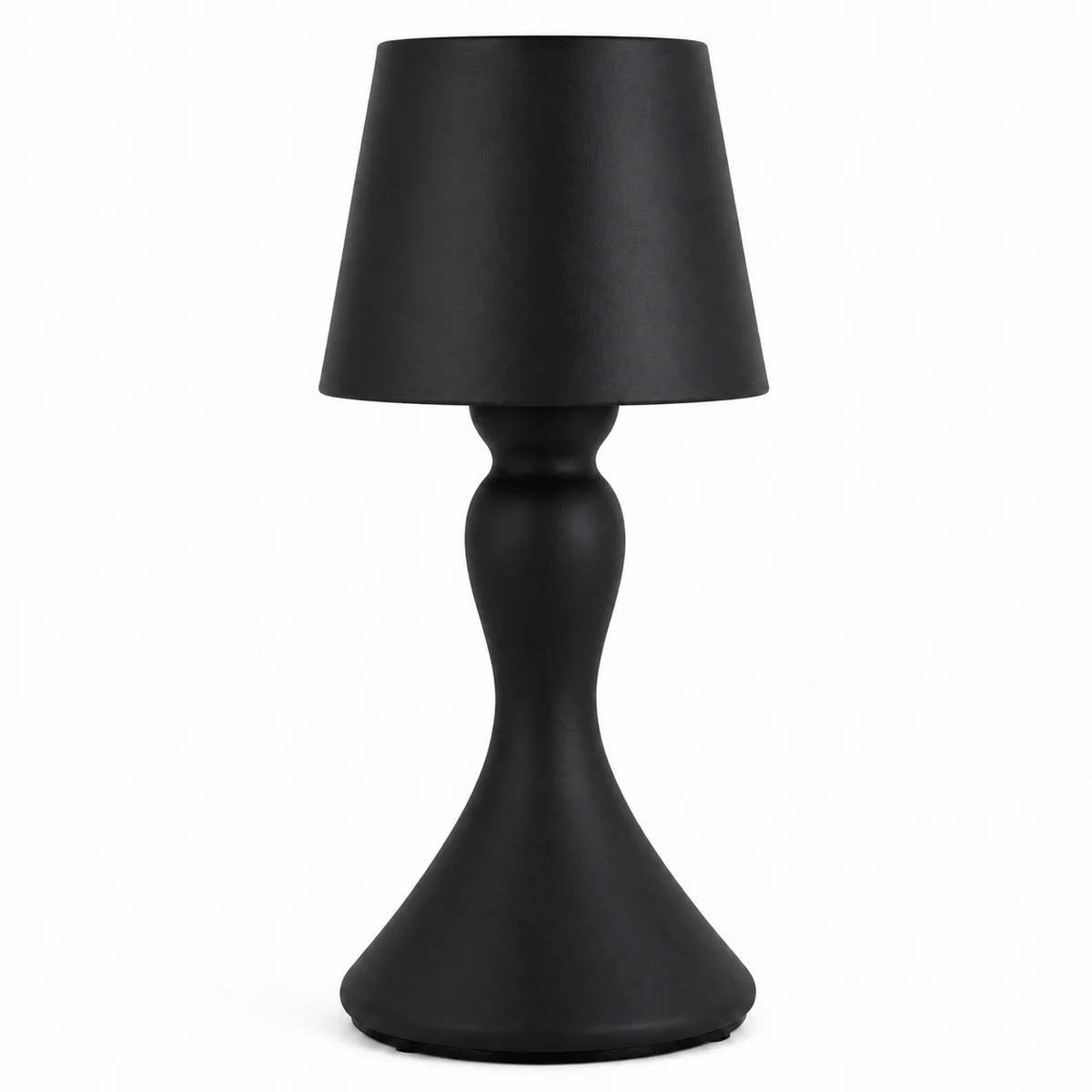 Black sculpted cordless LED table lamp