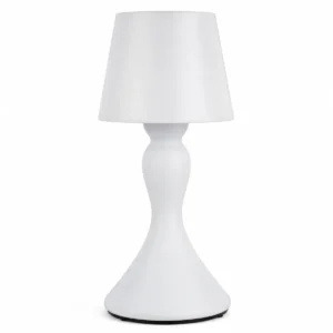 White sculpted cordless LED table lamp