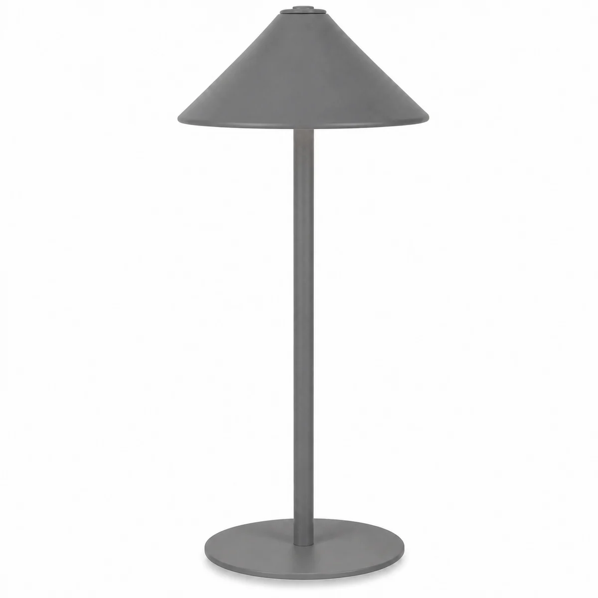 Gray tall cone-shade cordless LED table lamp