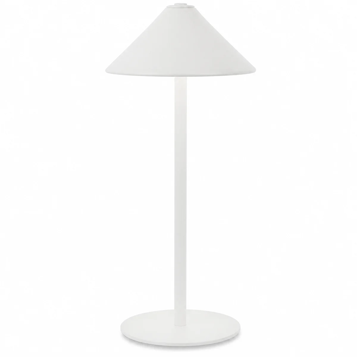 White tall cone-shade cordless LED table lamp