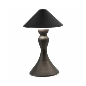 Black classic cone-shade cordless LED table lamp