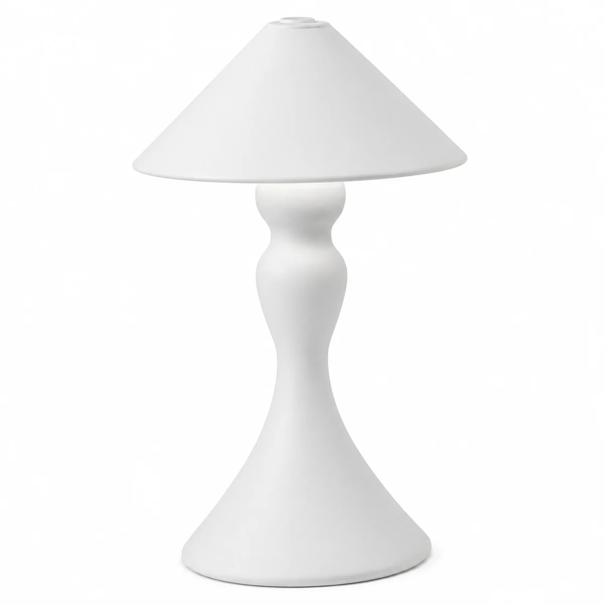 White classic cone-shade cordless LED table lamp