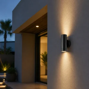 XGYWL-1411 two-way GU10 wall light installed beside a covered entrance