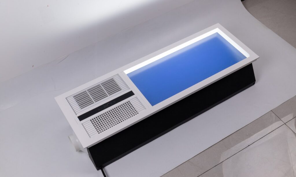 Artificial skylight product illuminated in blue
