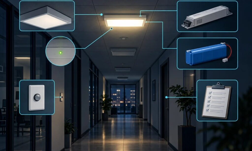 Emergency lighting driver and battery planning