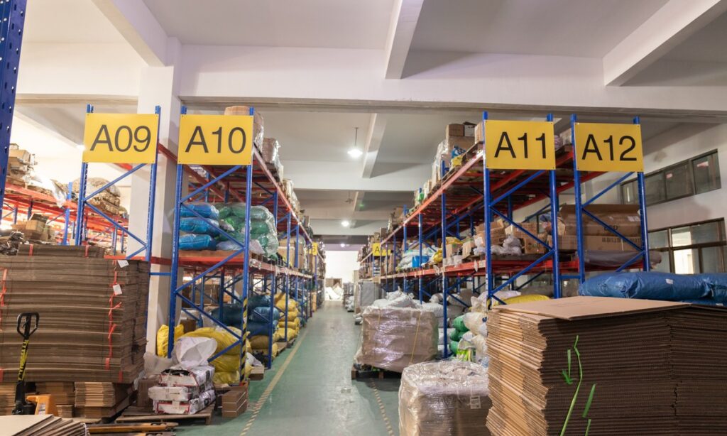 Packaging materials stored in the New Lights factory