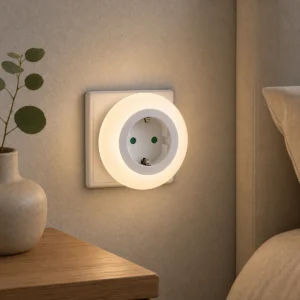 XGYNLAC-GFS-E0.6 German socket night light beside a bed