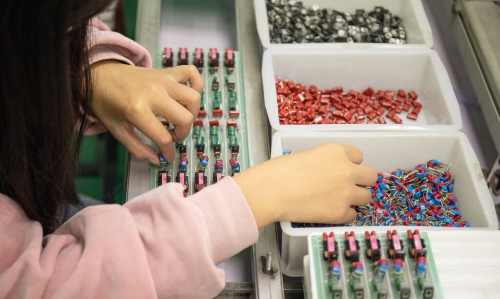 LED driver components being assembled at New Lights