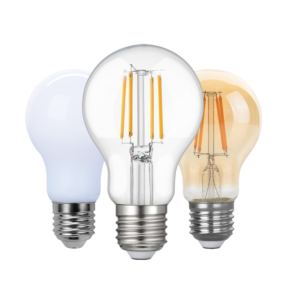 New Lights A series bulbs with frosted clear and amber envelopes