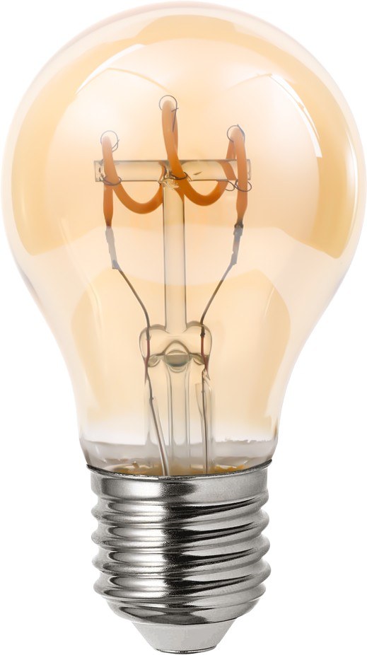 New Lights A60 crown-reflector LED filament bulb with a mirrored upper crown and visible filaments