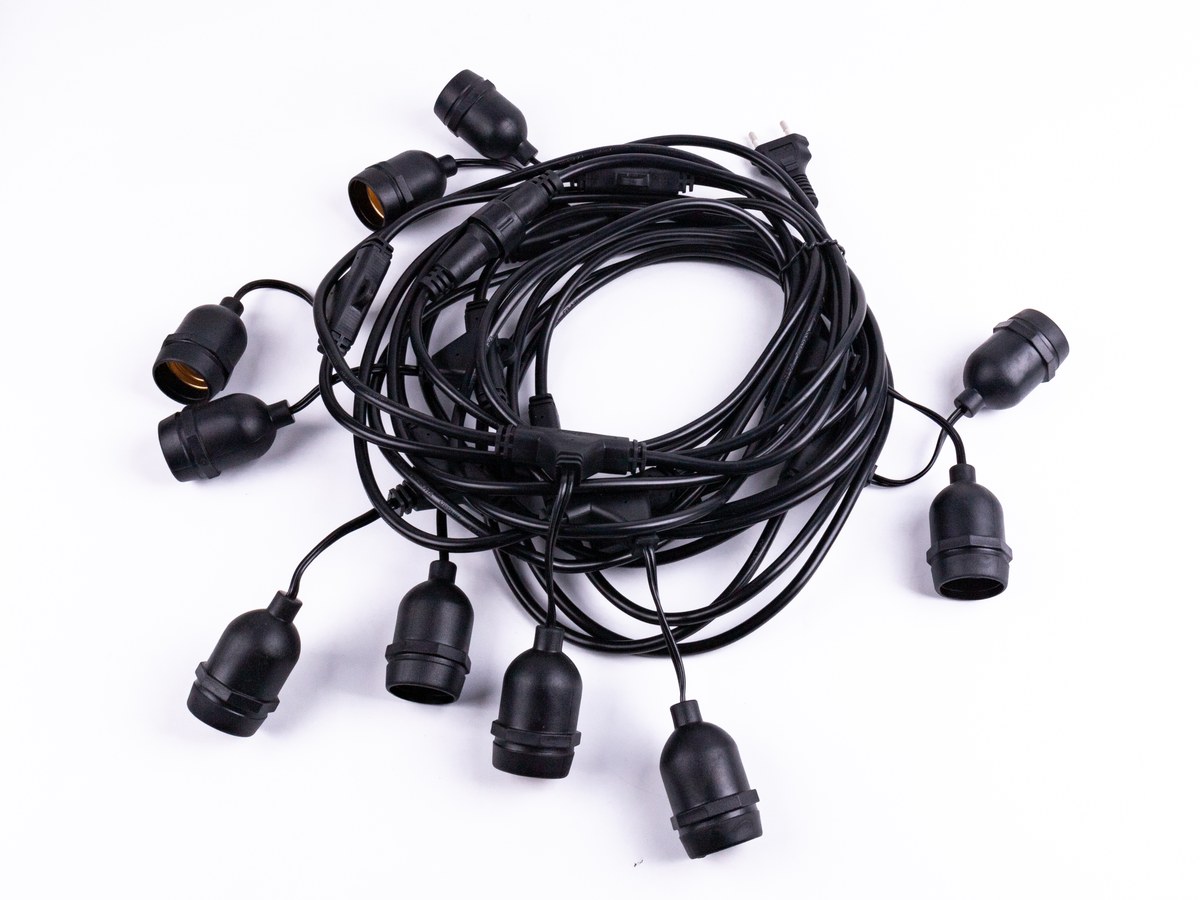 New Lights decorative string with plug cord connectors and lamp holders visible