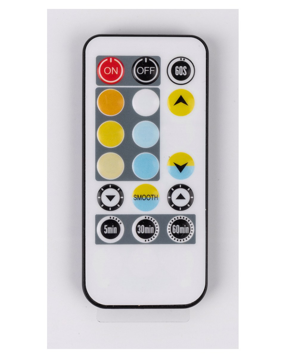 Handheld infrared controller for a New Lights adjustable filament lamp sample