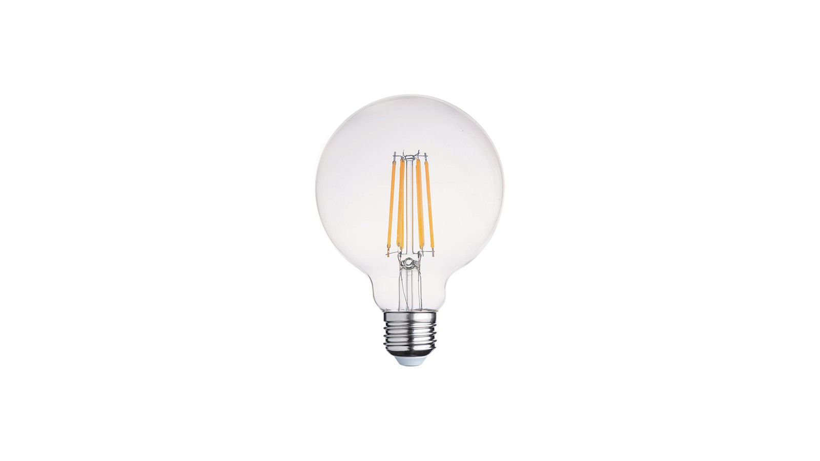 New Lights smart LED filament bulb family photograph with a clear globe and visible filaments