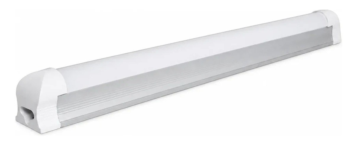 New Lights surface-mounted T8 integrated LED fixture with wide diffuser and end cap