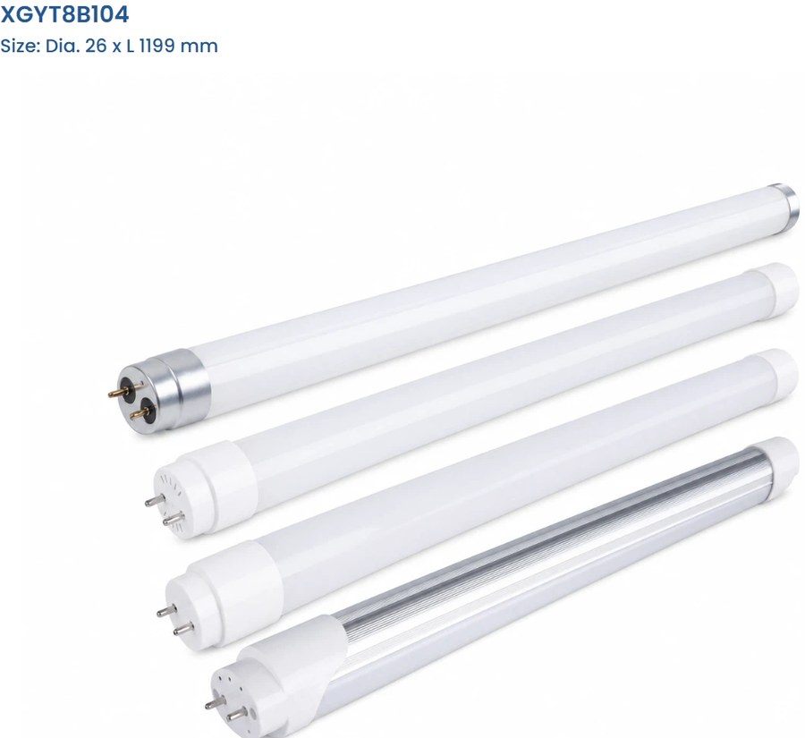 Four New Lights European T8 LED tube housing and end-cap configurations