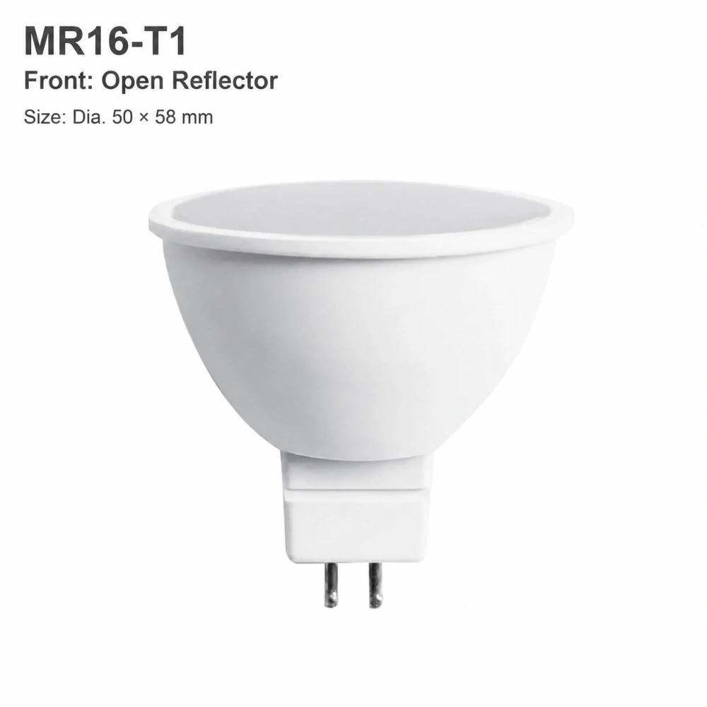 MR16-T1 open-reflector LED spot bulb, Dia. 50 × 58 mm