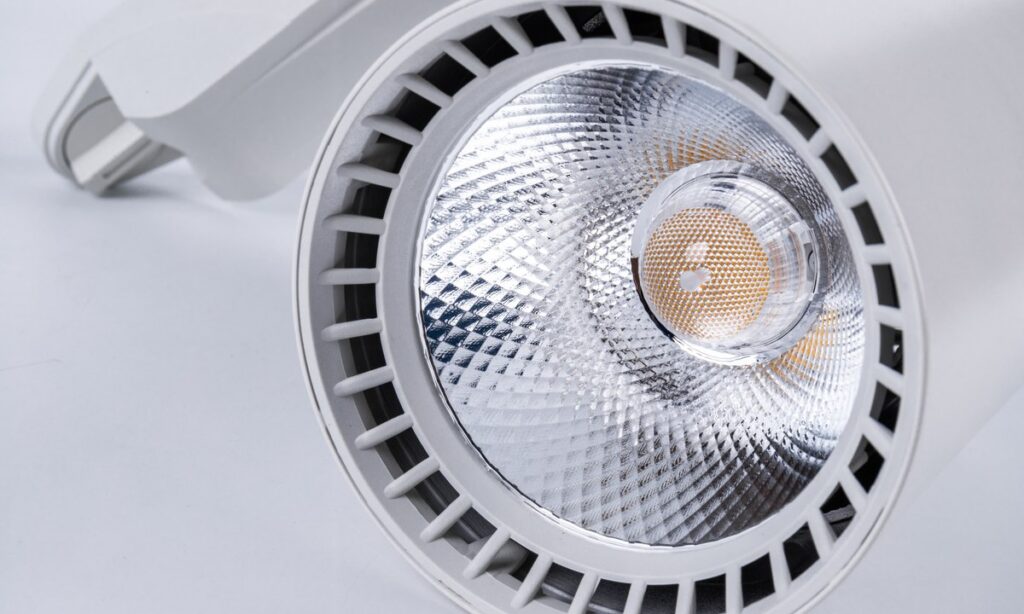 Close view of a New Lights track spotlight reflector