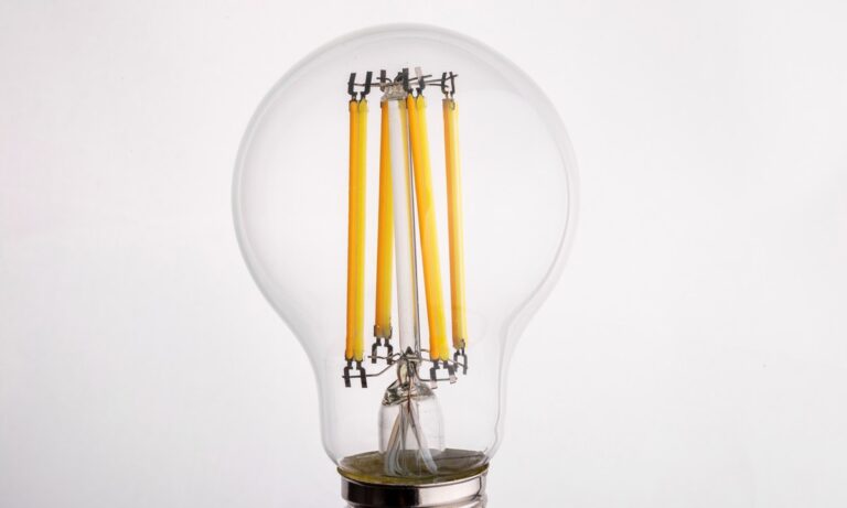 Clear New Lights LED filament lamp on a white background