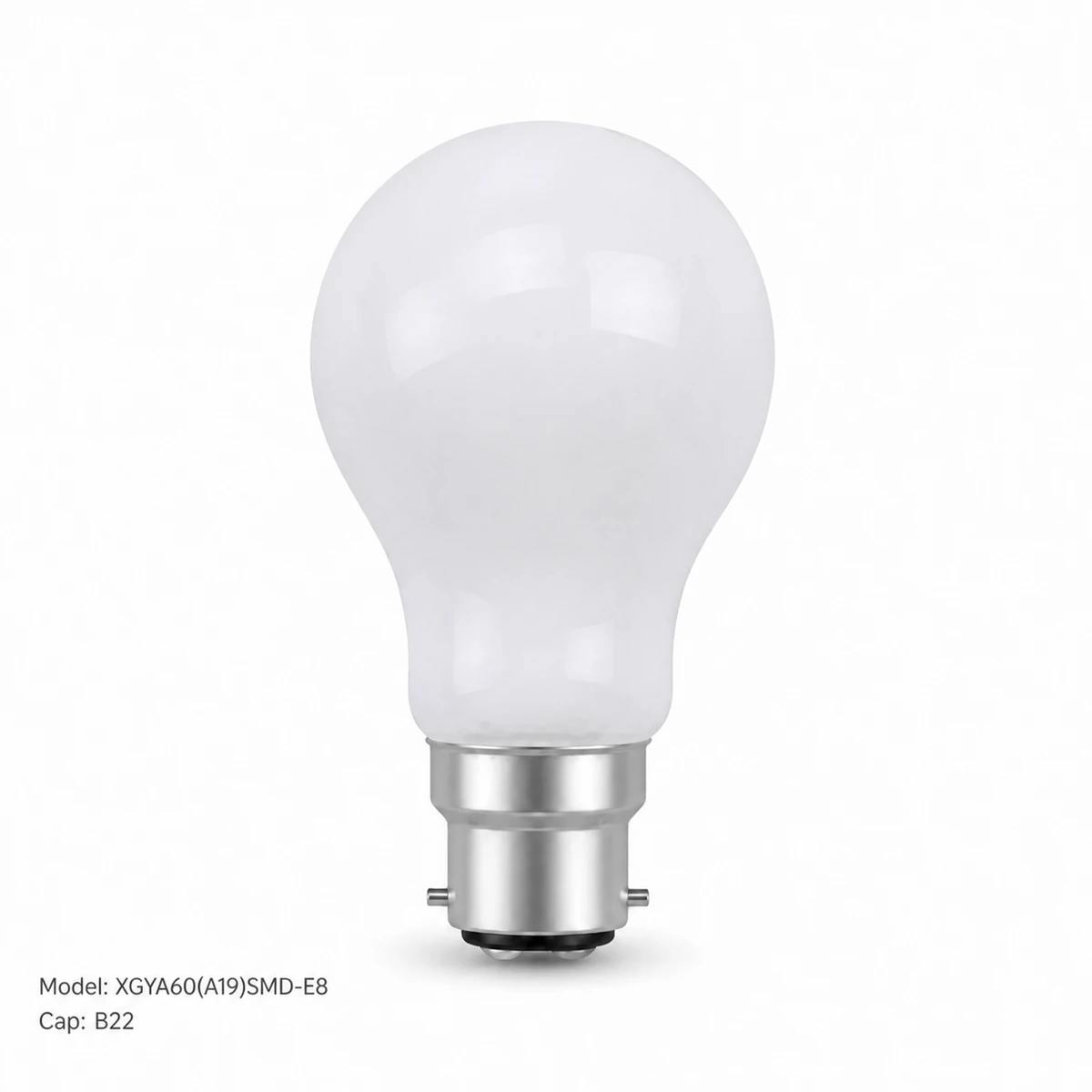 XGYA60 A19 frosted glass SMD LED bulb with B22 bayonet cap