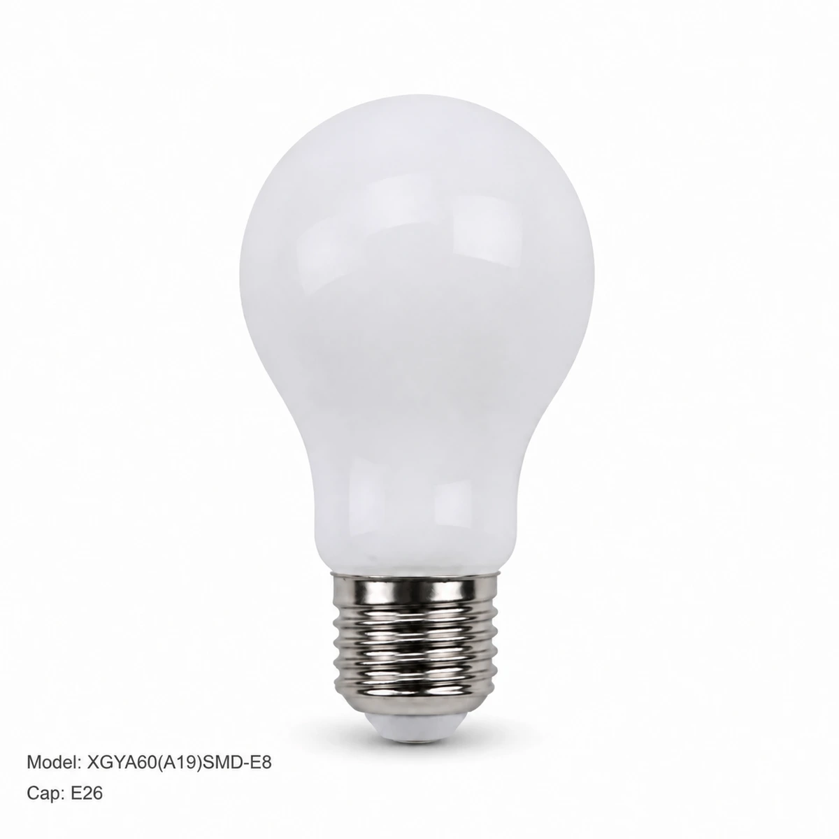 XGYA60 A19 frosted glass SMD LED bulb with E26 screw cap
