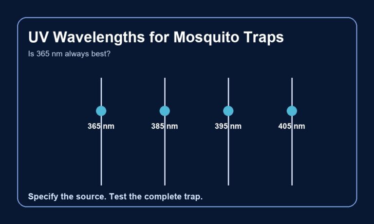 UV wavelength comparison for mosquito trap source selection