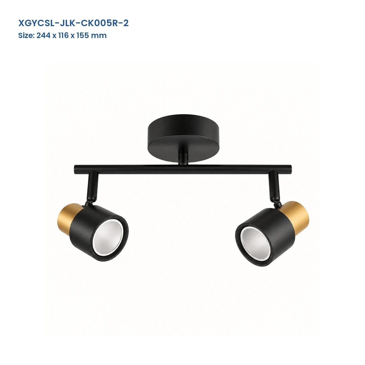 XGYCSL-JLK-CK005R-2 spotlight housing with Model and Size labels