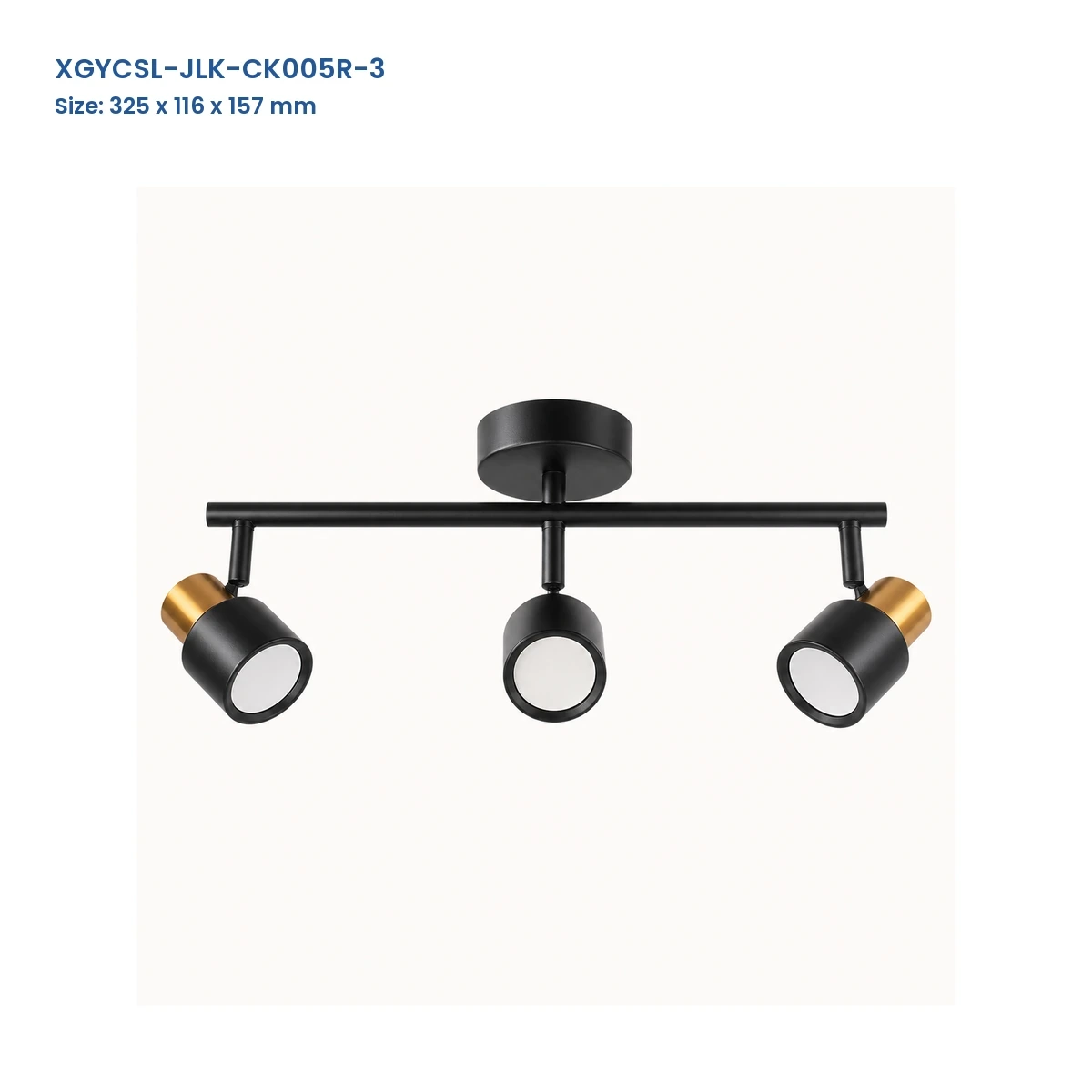 XGYCSL-JLK-CK005R-3 spotlight housing with Model and Size labels