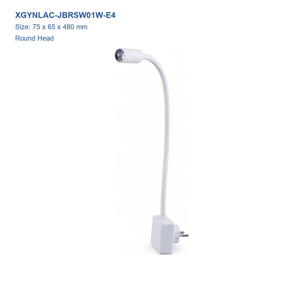 XGYNLAC-JBRSW01W-E4 round head flexible plug-in reading light, 75 × 65 × 480 mm