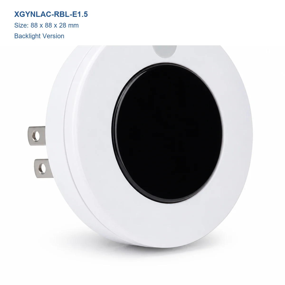 XGYNLAC-RBL-E1.5 backlit plug-in night light, 88 × 88 × 28 mm