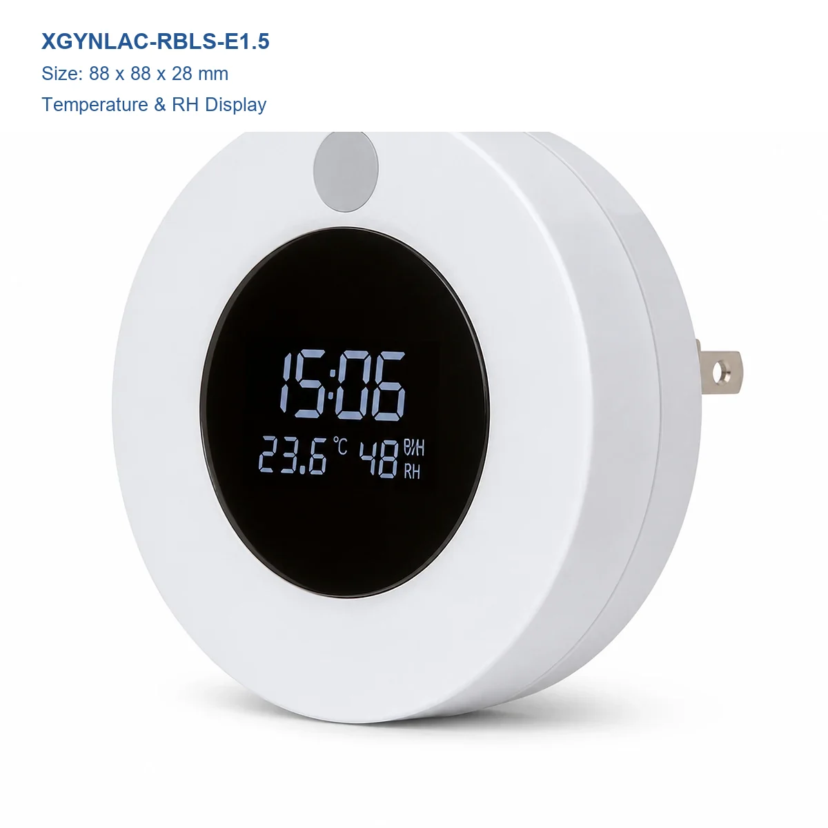 XGYNLAC-RBLS-E1.5 temperature and humidity display night light, 88 × 88 × 28 mm