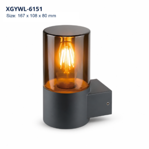 XGYWL-6151 round IP54 E27 wall light housing, size 167 x 108 x 80 mm