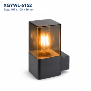 XGYWL-6152 square IP54 E27 wall light housing, size 167 x 108 x 80 mm